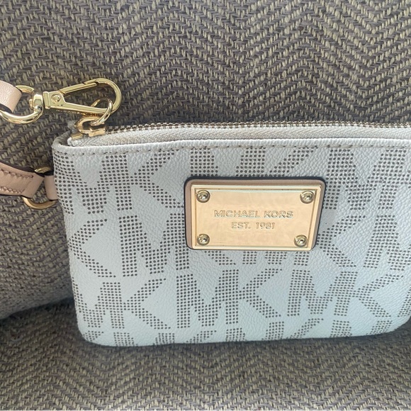 Michael Kors Gray Monogram Wristlet with Gold Hardware - Picture 1 of 7